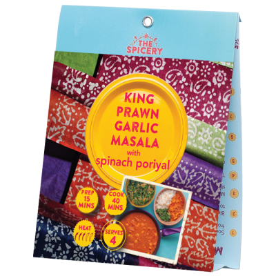 King Prawn Garlic Masala with Spinach Poriyal