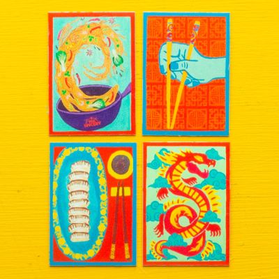 A Set of 4 Noodle Legend Magnets